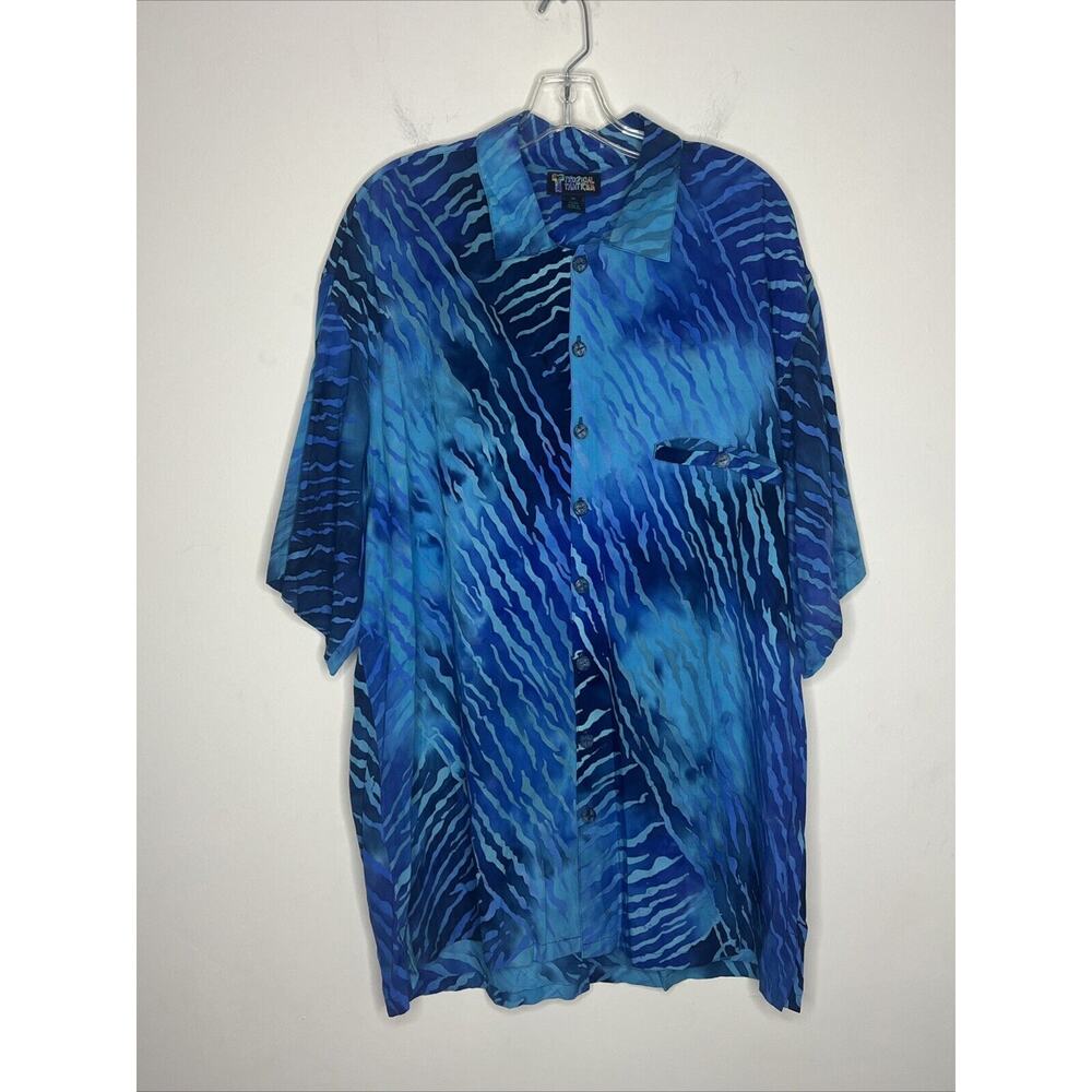 Tropical Tantrum Men's 80s 90s Vintage Hawaiian Batik Shirt 1X Resort